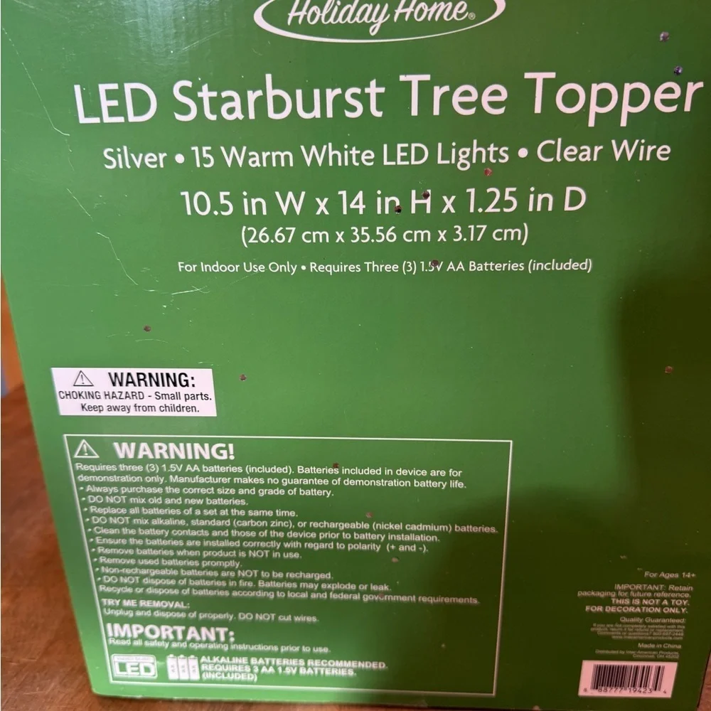 Gold LED Starburst lighted Tree Topper Holiday Homes Christmas Tree Decoration